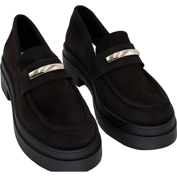 Steve Madden Rodrigo Platform Loafers Brown Suede Metal Bit Women's US 8.5M - Picture 1 of 6